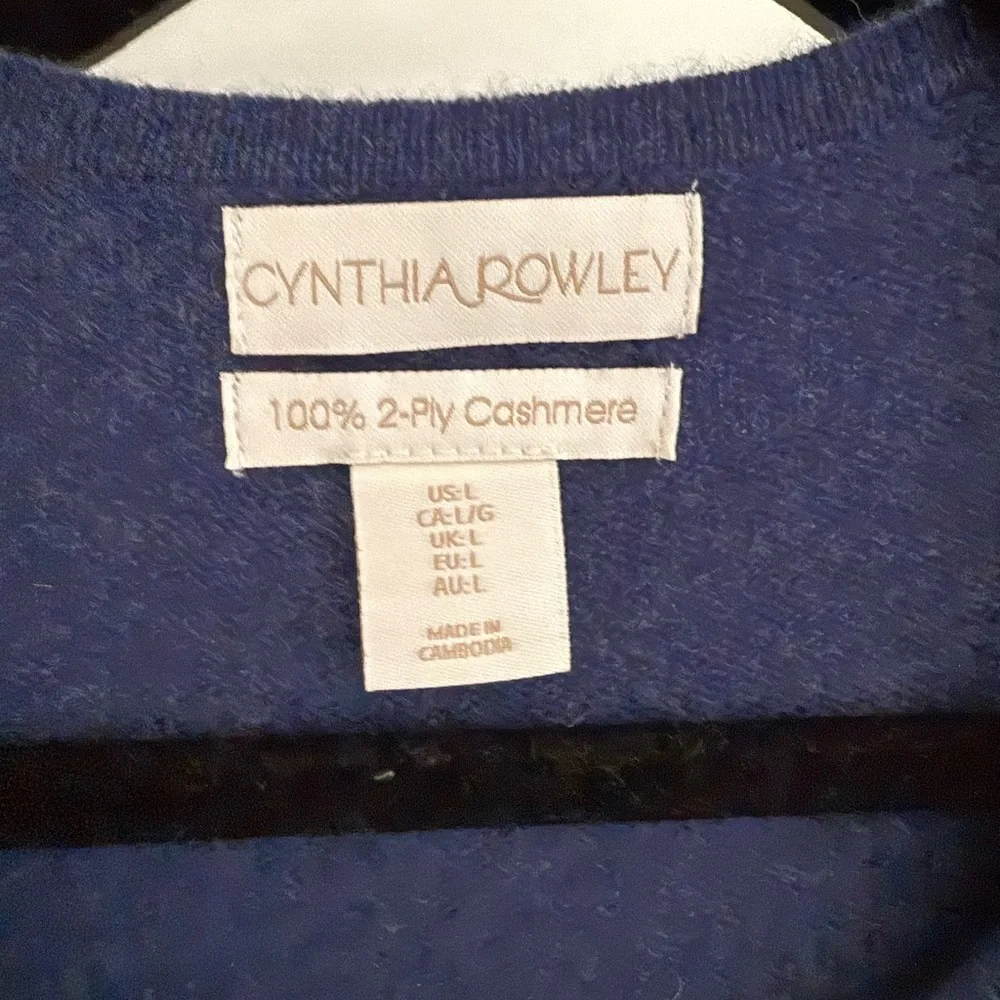 Women's Blue Cynthia Rowley Cashmere Sweater - Picture 3 of 4